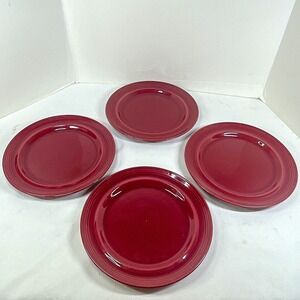 Pier 1 Dinner Plate set of 4 crimson red made in Japan handcrafted 10.75"